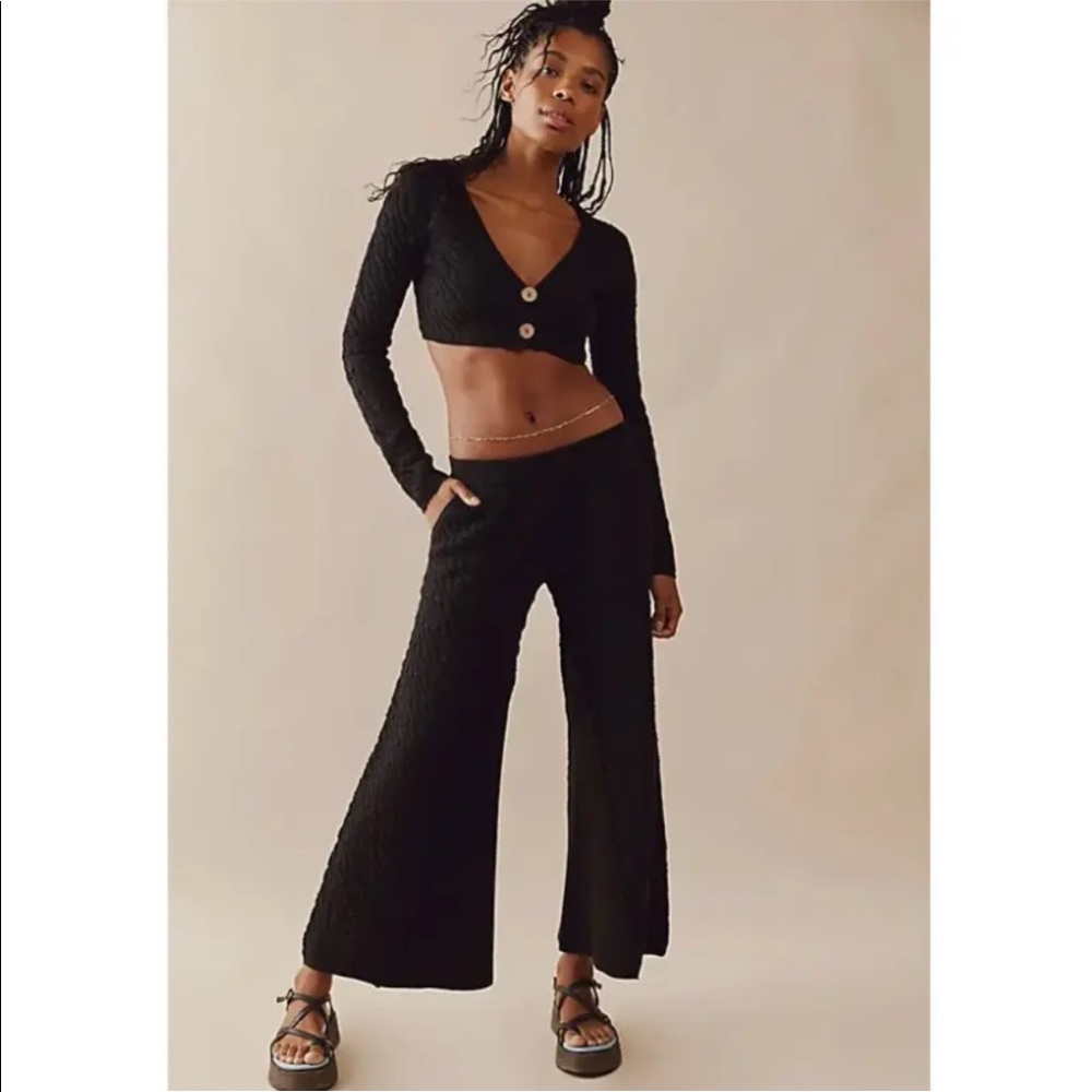 Free People Beach Ziggy Sweater Set Wide Leg XS NEW